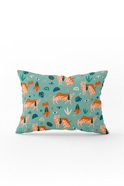 Cango Home Double Sided 35x50 Green Orange Modern Tiger Figured Throw Pillow Pillow Case - Cgh172-3550