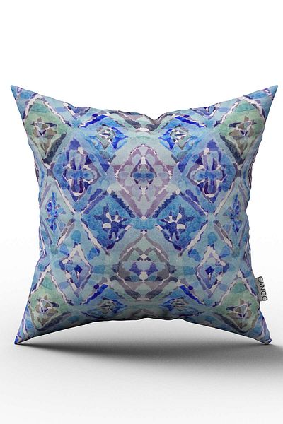 Cango Home Față de pernă cu două fețe, albastru, verde, cu modele abstracte etnice - Cgh259-ct