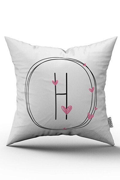 Cango Home Kalpli Harfli Kırlent Kılıfı H Harfi