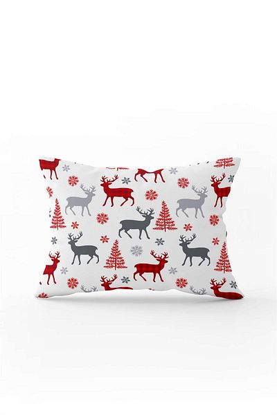 Cango Home Red Gray Christmas Themed Digital Printed Throw Pillow Cover Cgh797-3550 Double Sided Printed