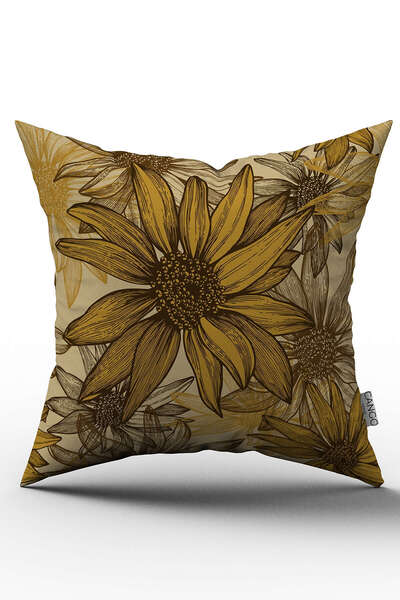 Cango Home Double Sided Brown Yellow Sunflower Patterned Digital Printed Throw Pillow Cover - Otyk308-ct