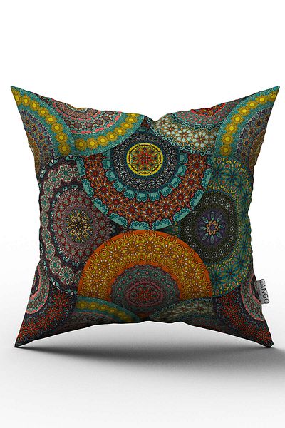 Cango Home Husă de pernă verde, multicoloră, retro, cu model vintage, imprimată digitală - Otyk276