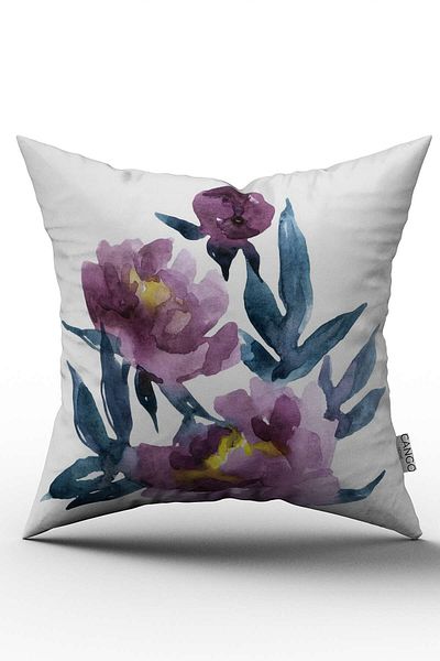 Cango Home Față de pernă cu două fețe, albă, violetă, florală - Cgh233-ct