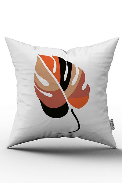 Cango Home Portocaliu Negru Decorativ Modern Frunze Model Digital Imprimat Aruncă Față de Pernă Cgh717