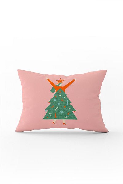 Cango Home Double Sided 35x50 Pink Christmas Themed Throw Pillow Pillow Case - Cgh214-3550