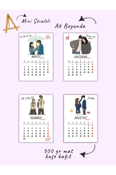 Bküp Tasarım K-drama Tasarımlı Şövale Masa Takvimi 2025 : Yeni Diziler