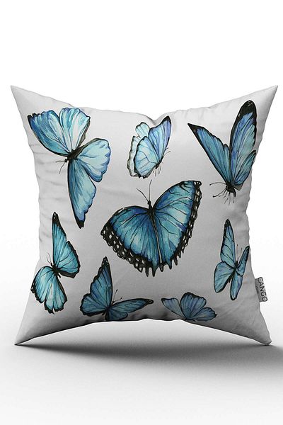 Cango Home Husă de pernă cu model fluture albastru pe două fețe - Cgh001-ct