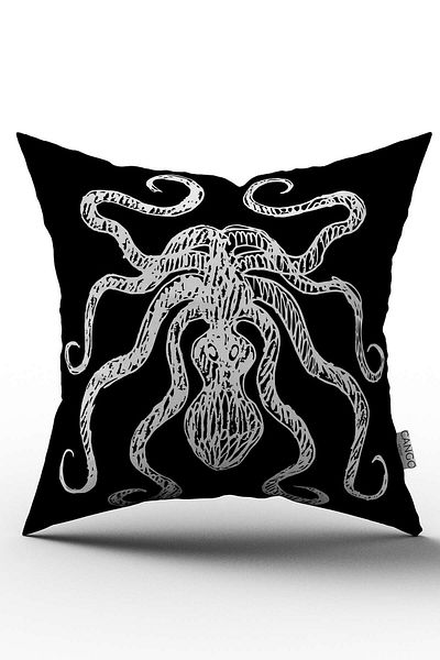 Cango Home Husă de pernă cu imprimare digitală alb-negru Octopus Figure - Otyk738