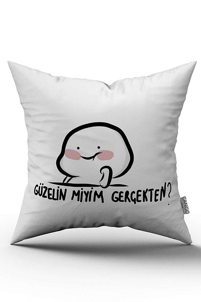 Cango Home Husă de pernă cu imprimare digitală cu scriere modernă, albă, neagră - Cgh396