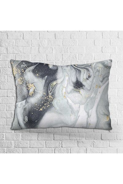 Cango Home Față de pernă cu două fețe, 35x50, gri, alb, modern, abstract, ondulat, imprimat digital - Otyk299-3550