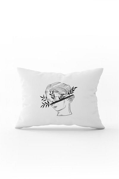 Cango Home Husă de pernă cu sculptură modernă, albă, neagră, imprimată digitală Cgh556-3550 imprimată pe două fețe