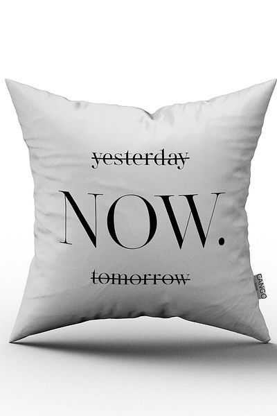 Cango Home White Black Modern Yesterday Now Tomorrow Written Decorative Kiren Case - Cgh280