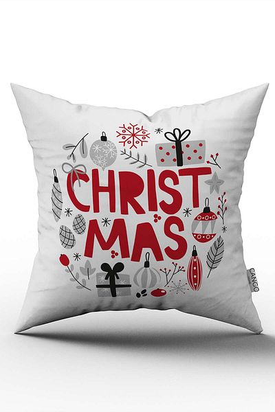 Cango Home Red White Christmas Themed Digital Printed Throw Pillow Cover Cgh812
