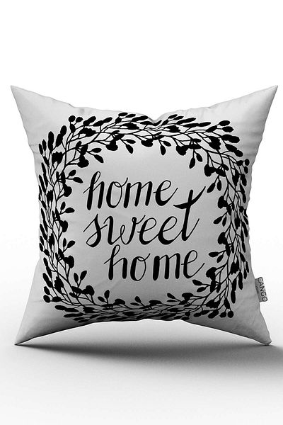 Cango Home Husă de pernă cu două fețe, alb, negru, cu model Home Sweet Home, imprimată digitală - Otyk564