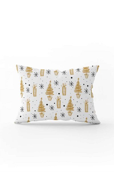 Cango Home Black Yellow Christmas Themed Digital Printed Throw Pillow Cover Cgh853-3550 Double Sided Printed