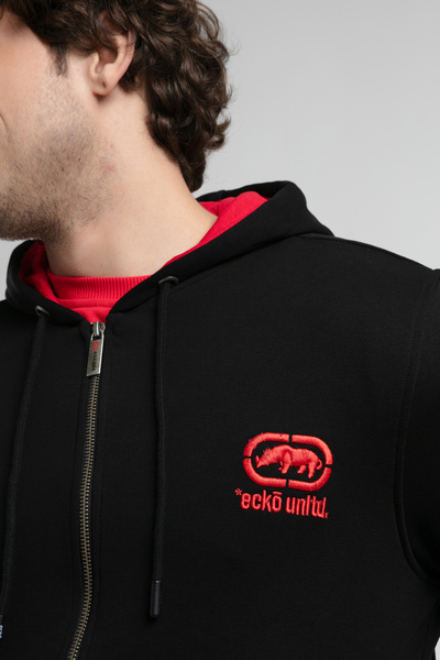 ECKO UNLTD Maiden Black Hooded Embroidered Standard Fit Men's Sweatshirt