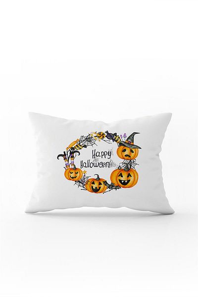 Cango Home Orange Halloween Pumpkin Patterned Digital Printed Throw Pillow Cover Cgh754-3550 Double Sided Printed