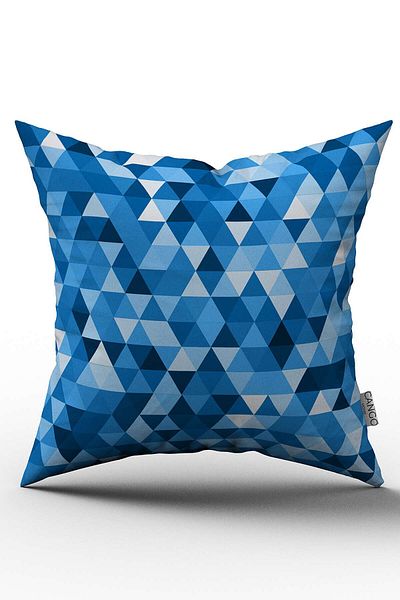 Cango Home Husă de pernă cu model geometric albastru imprimată digital - Otyk331