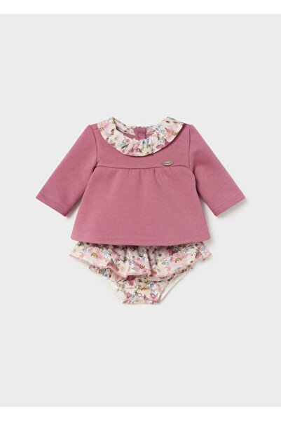 MAYORAL طقم سويت شيرت بتنورة زهرية للفتيات الصغيرات باللون Dusty Rose 2246