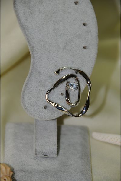İPAR AKSESUAR Ring Curved Stone Metal Silver Earring