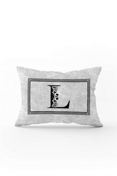 Cango Home Gray Black Letter Double Sided Digital Printed Throw Pillow Cover Letter L