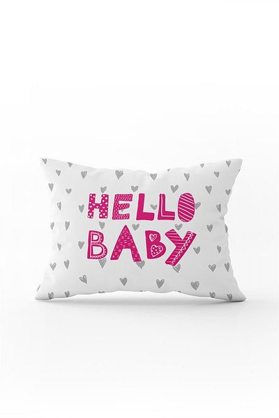 Cango Home Λευκό ροζ Hello Baby Written Digital Printing Throw Μαξιλαροθήκη - Cgh398-3550 Διπλής όψης