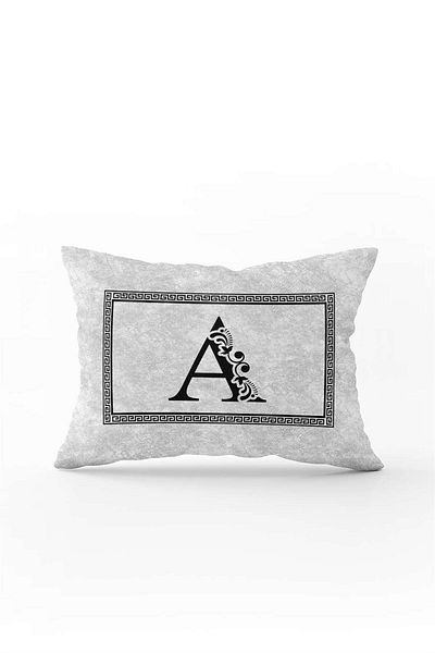 Cango Home Gray Black Letter Double Sided Digital Printed Throw Pillow Cover Letter A