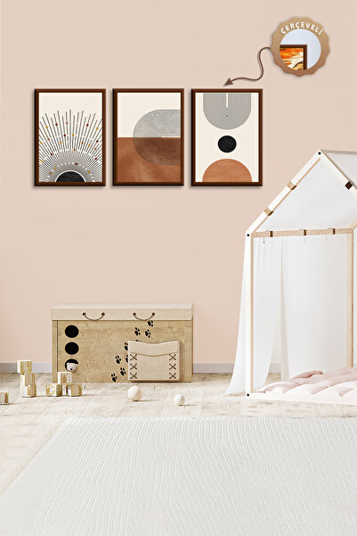 wudie Pictură decorativă din 3 piese, cu cadru din lemn, pictură abstractă, p...