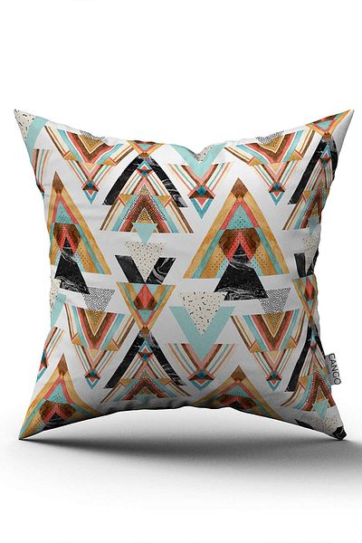 Cango Home Față de pernă albă, multicoloră, în stil etnic boem, cu imprimare digitală - Cgh498