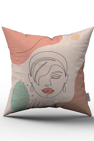 Cango Home Double Sided Pink Green Abstract Modern Women's Figure Patterned Decorative Kirent Case - Cgh286-ct