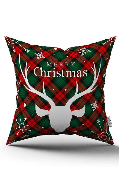 Cango Home Red Green Plaid Patterned Christmas Themed Digital Printed Throw Pillow Cover Cgh909