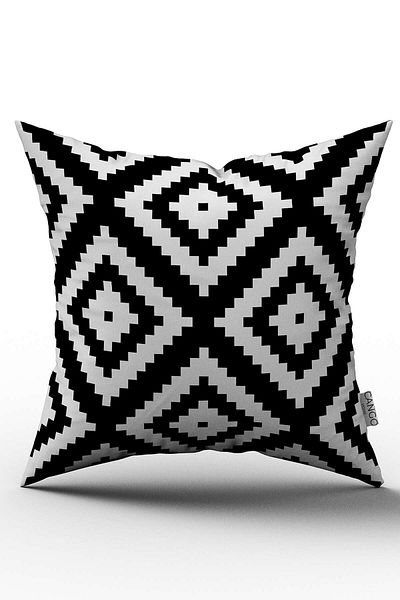 Cango Home Husă de pernă cu două fețe, alb-negru, cu model geometric de diamante, imprimată digitală - Otyk555-ct