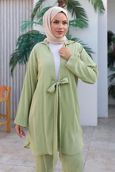 MİSSKAYLE Mint Green Kimono Set with Tie Detail, Model 1225
