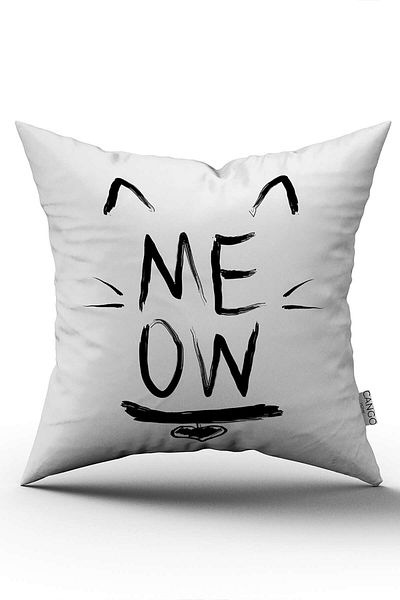 Cango Home White Black Cat Figured Digital Printing Throw Pillow Pillow Case - Cgh418