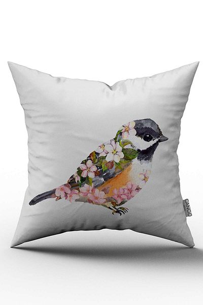 Cango Home White Pink Flamingo Figured Digital Printed Throw Pillow Cover - Otyk602