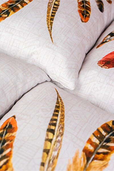 Cango Home Double Sided Brown Red Ethnic Style Feather Patterned 4-Piece Digital Printed Throw Pillow Cover Set