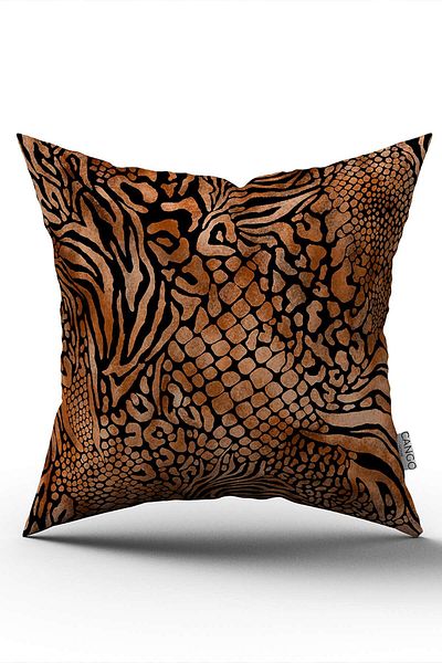 Cango Home Brown Orange Zebra Leopard Pattern Digital Print Throw Pillow Pillow Case - Cgh350