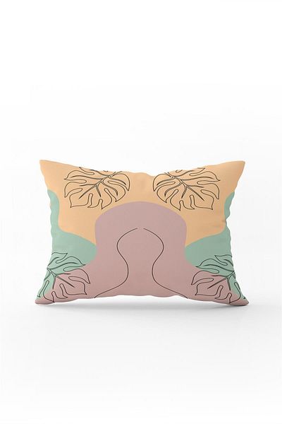 Cango Home Double Sided 35x50 Yellow Green Abstract Modern Leaf Pattern Decorative Kırent Case - Cgh288-3550