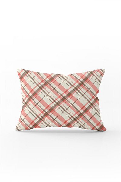 Cango Home Double Sided 35x50 Pink Brown Checkered Throw Pillow Pillow Case - Cgh202-3550