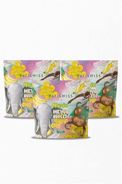 Patiswiss مكعبات فواكه الموز 56 جرام × 3 قطع