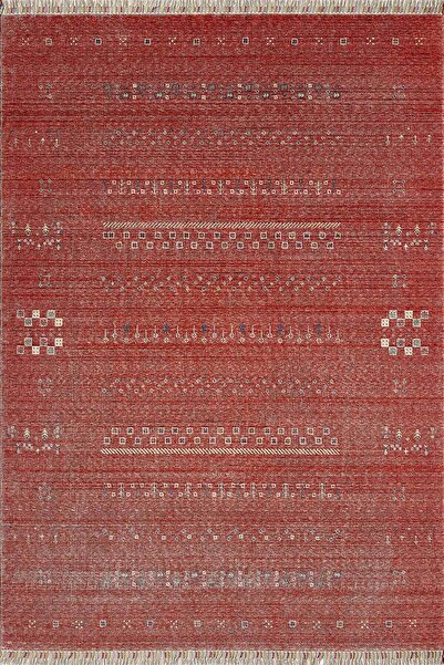 Empera Violin - Flamme Etnik Desenli Kırmızı Saçaklı Salon Halısı