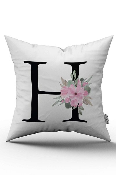 Cango Home Husă de pernă roz Floral Letter Letter H