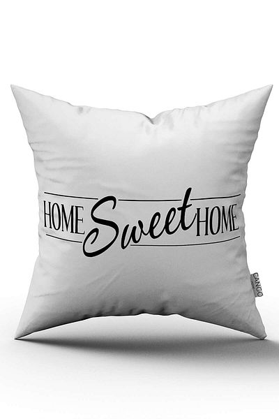 Cango Home Διπλής όψης Λευκό Μαύρο Home Sweet Home Διακοσμητική Ψηφιακή Εκτύπωση Μαξιλαροθήκη Ριχτάρι - Cgh483-ct