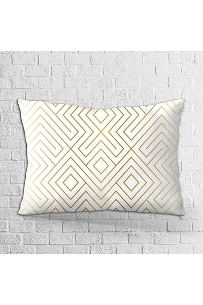 Cango Home Husă de pernă cu două fețe, 35x50, alb, galben, cu model geometric, imprimată digitală - Otyk009-3550