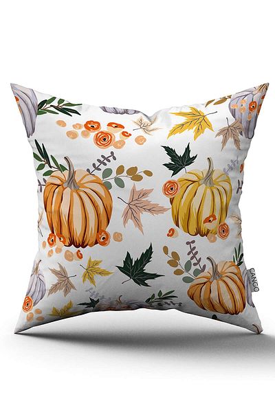 Cango Home Orange Halloween Pumpkin Patterned Digital Printed Throw Pillow Cover Cgh767