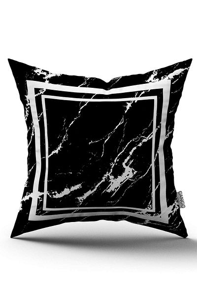 Cango Home Husă de pernă cu imprimare digitală cu model abstract decorativ alb-negru - Ylms78