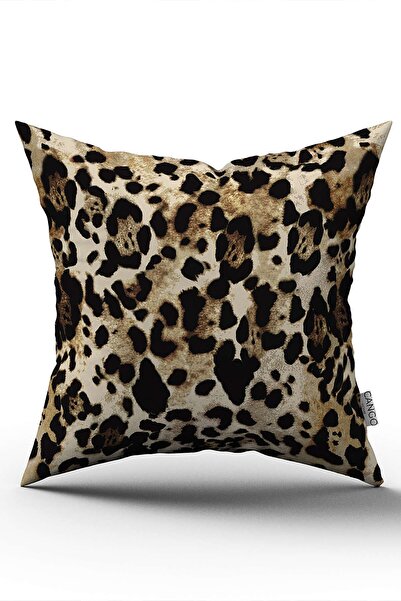 Cango Home غطاء وسادة بطباعة رقمية بنقشة الفهد باللون البني والأسود - Cgh376