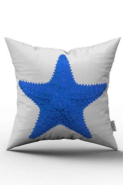 Cango Home Husă de pernă cu model de stele de mare albastre cu imprimare digitală - OTYK481