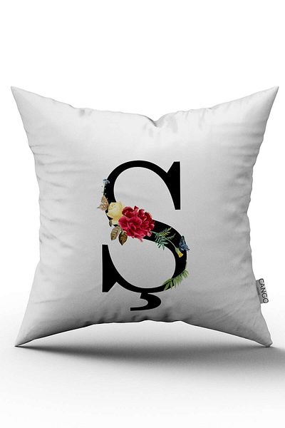 Cango Home Husă de pernă cu litere florale roșii Litera S