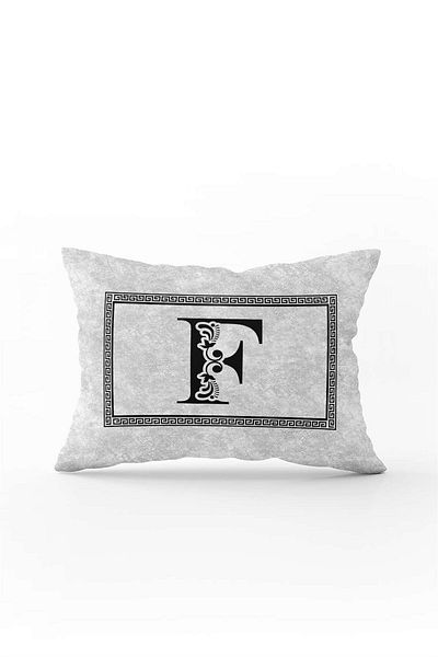 Cango Home Gray Black Letter Double Sided Digital Printed Throw Pillow Cover Letter F